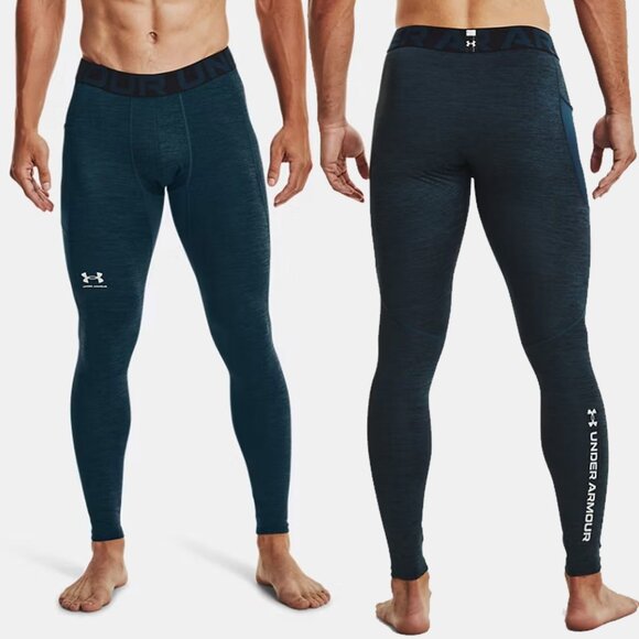 Under Armour Men's Teal ColdGear Twist Compression Leggings - Size Medium - Picture 1 of 7
